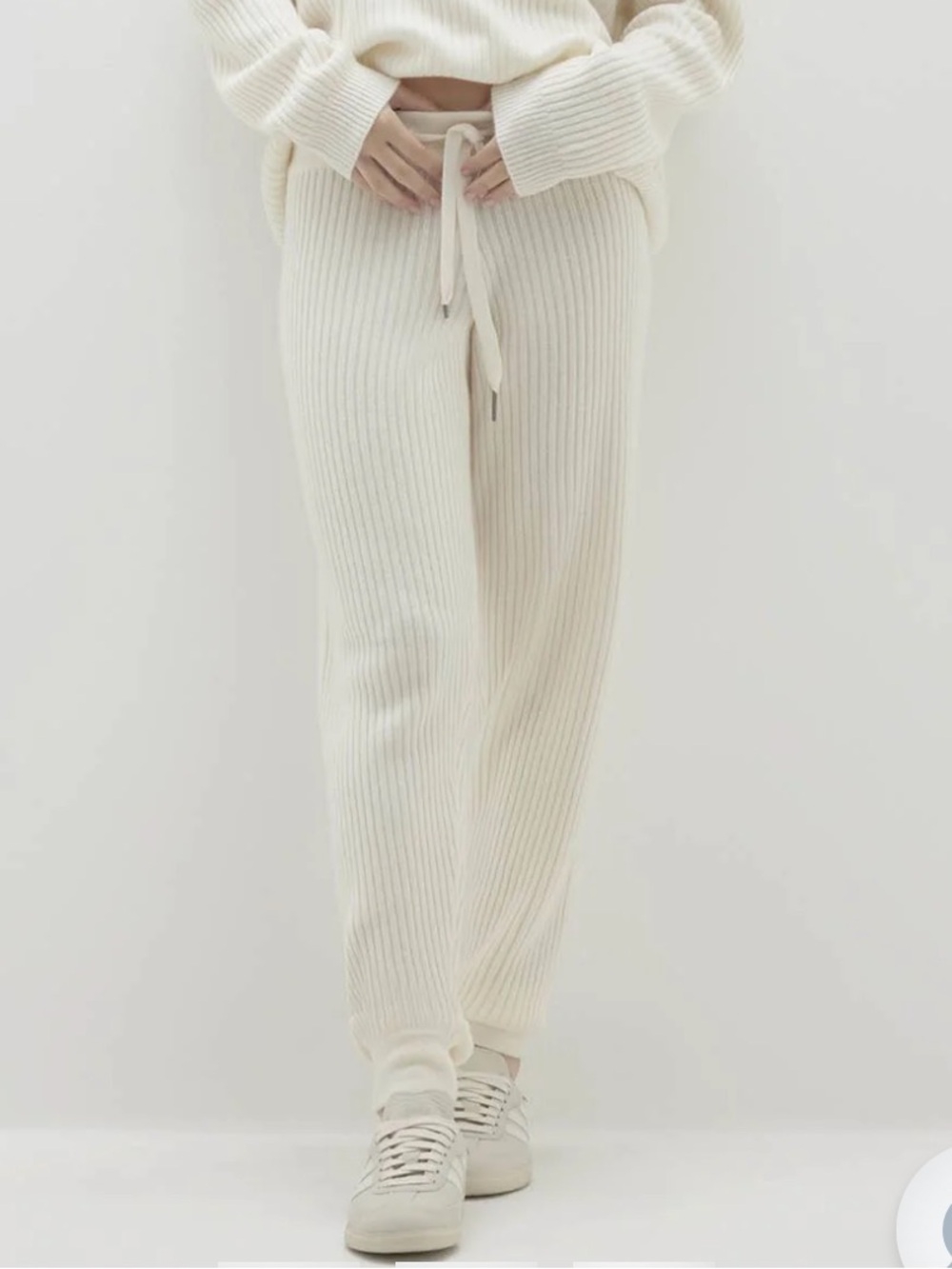 NakedCashmere Ribbed Drawstring Joggers in Cream